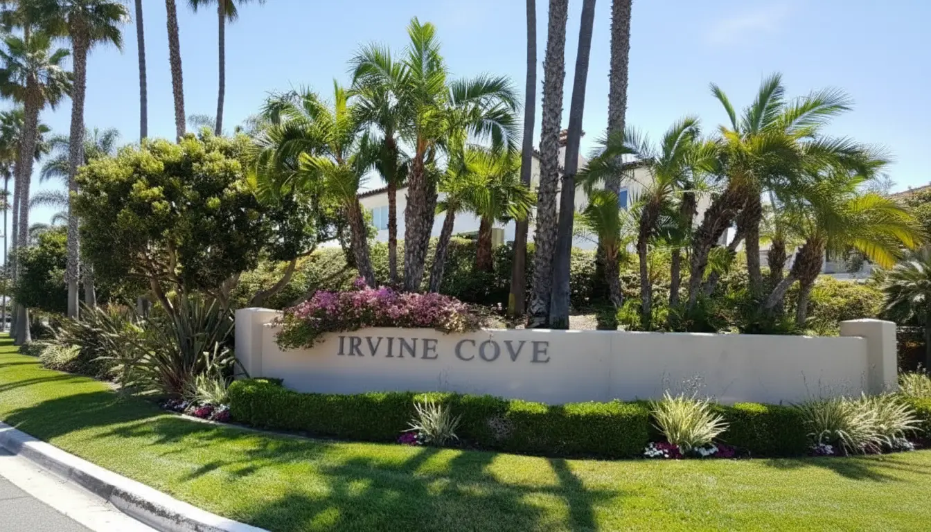 The front entrance of the Irvine Cove Laguna Beach community.