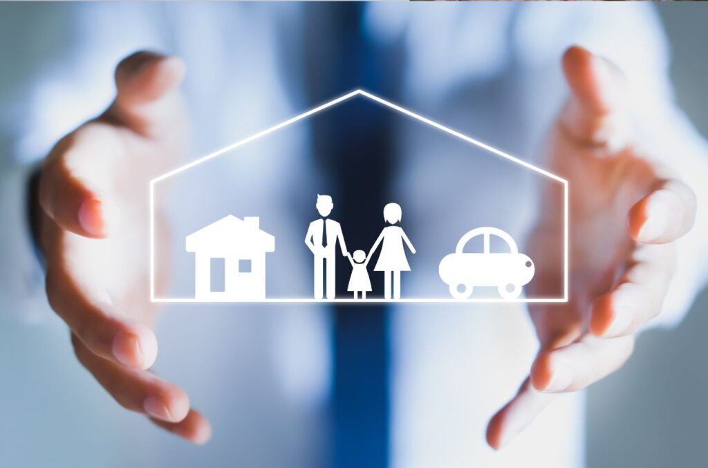 Family, home, car, insurance concept