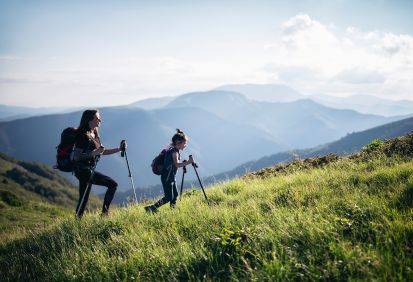 Mother and daughter hiking near Laguna Beach