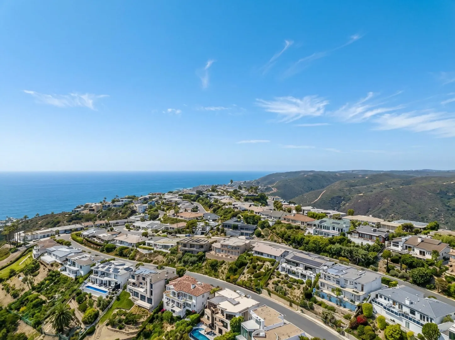 An areial shot of Park View Estates also know as Skyline Drive located in Laguna Beach, California.