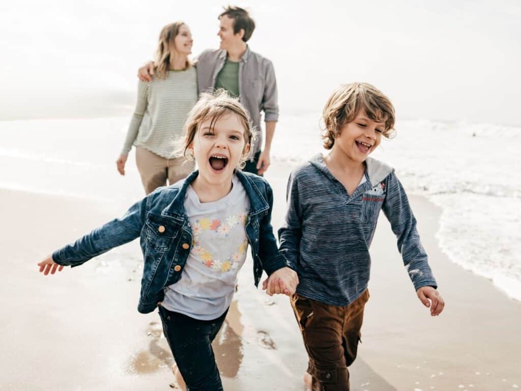 A family enjoying Laguna Beach, California.