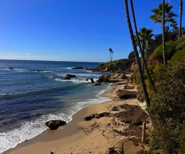Aerial view of the Laguna Beach coves along the coastline